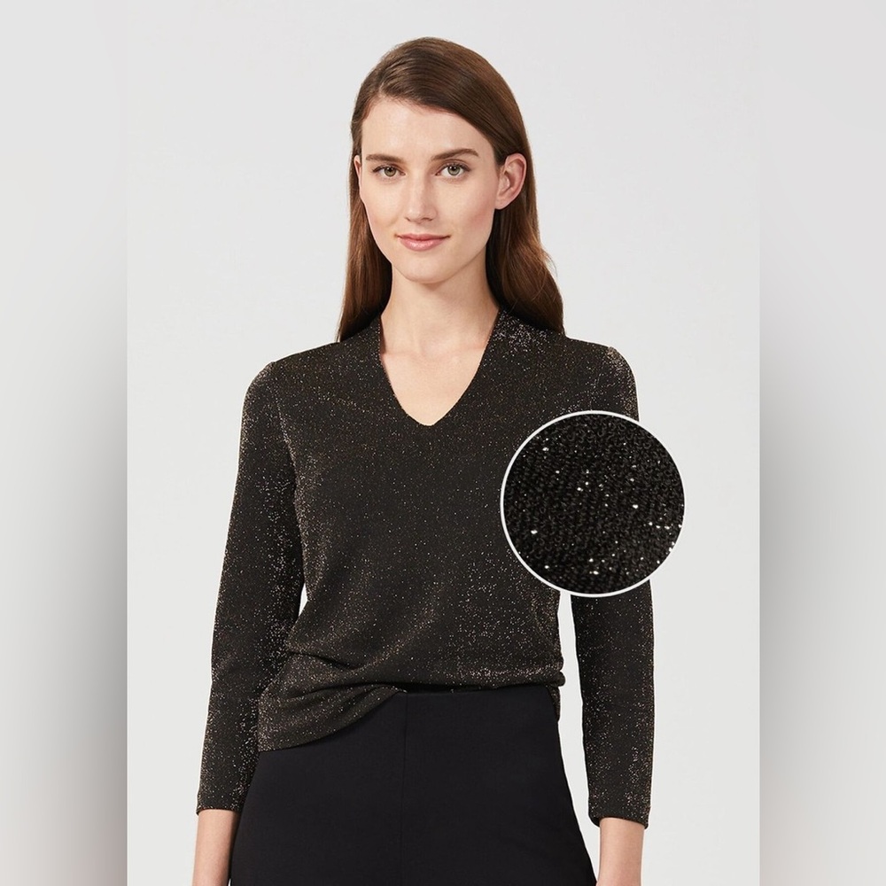 HOBBS London AIMEE Black & Gold SPARKLE TOP - SIZE Large Evening Elegant